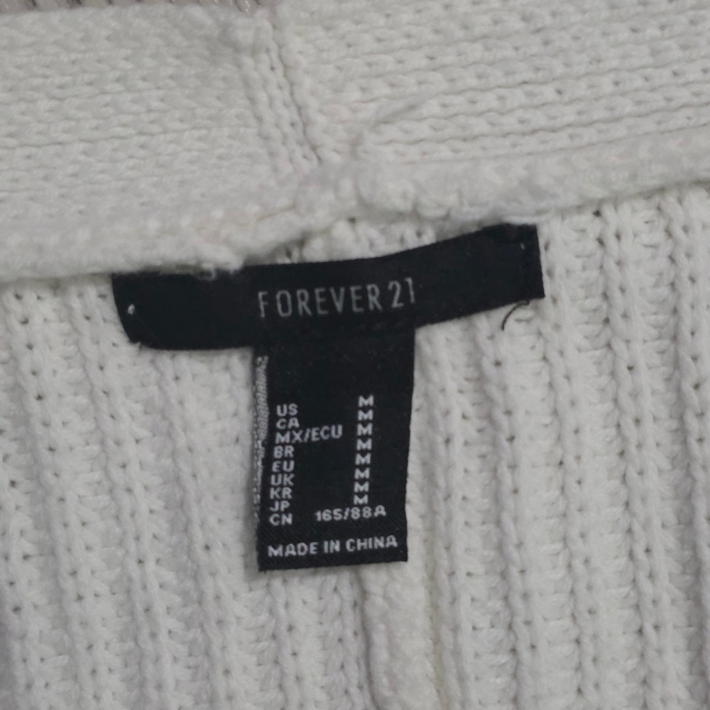 Forever 21 Cropped Knit Cardigan Sweater Cream Size Medium - Picture 3 of 4
